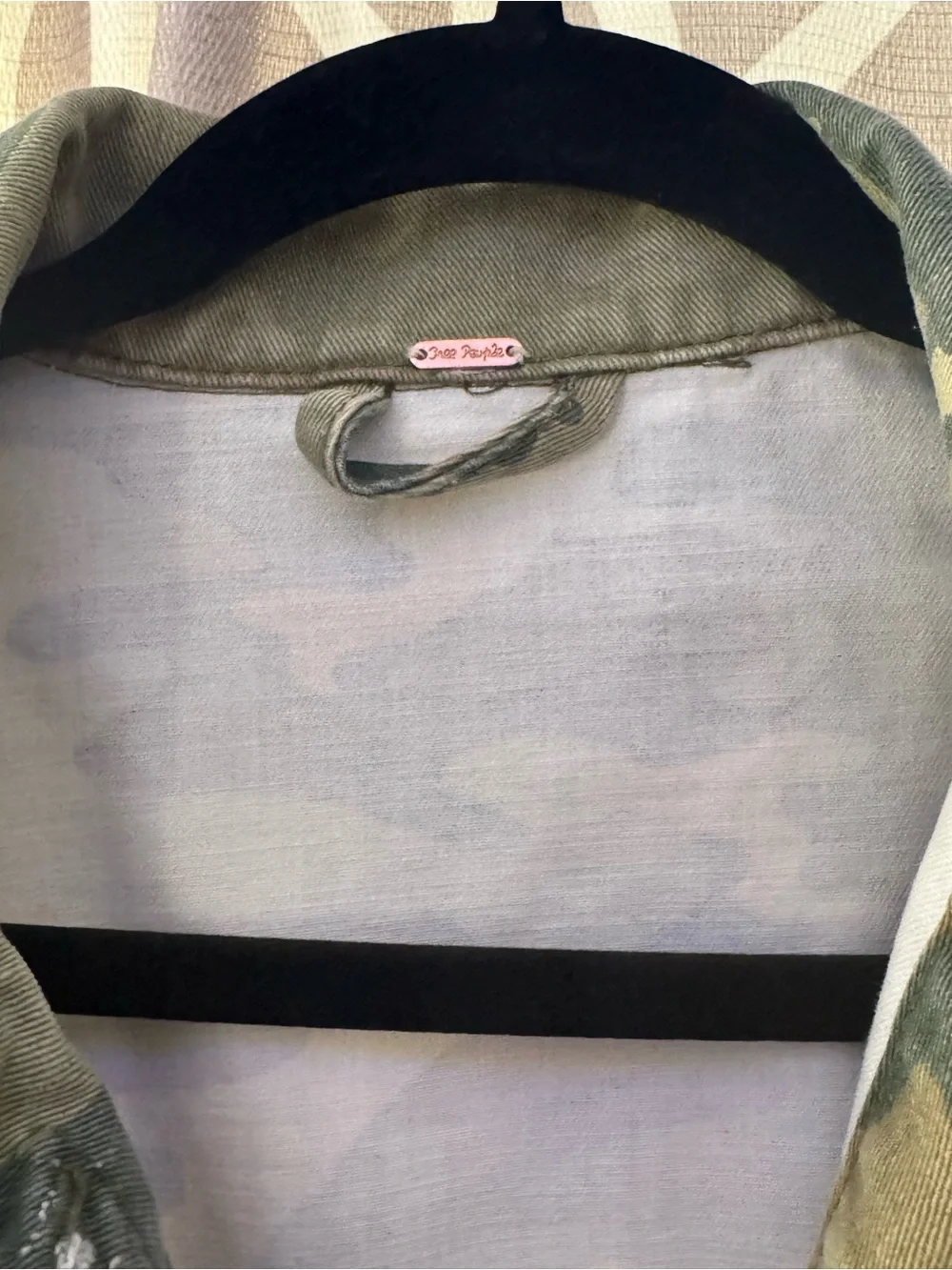 Free people  Women's Camouflage Denim Jacket - Olive Camo - Picture 4 of 6